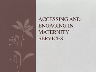accessing and engaging in maternity services