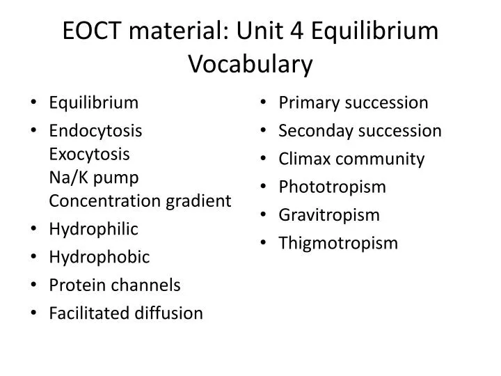 eoct material unit 4 equilibrium v ocabulary