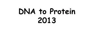 DNA to Protein 2013