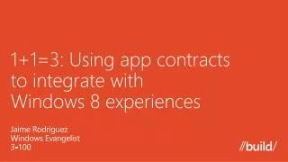 1+1=3: Using app contracts to integrate with Windows 8 experiences