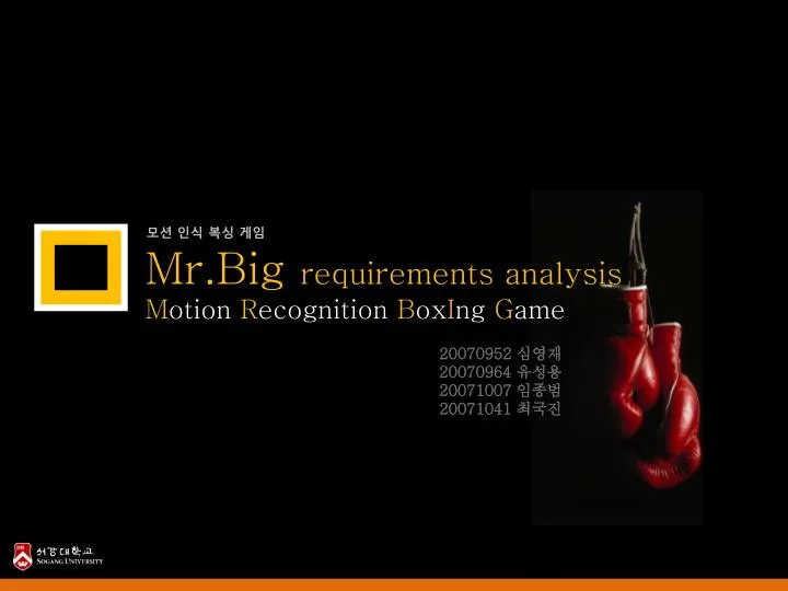mr big requirements analysis m otion r ecognition b ox i ng g ame