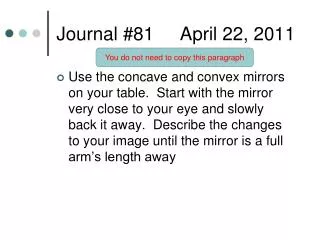Journal #81 April 22, 2011