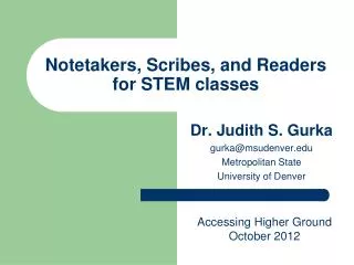 Notetakers, Scribes, and Readers for STEM classes