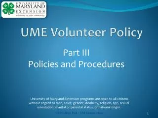 Part III Policies and Procedures