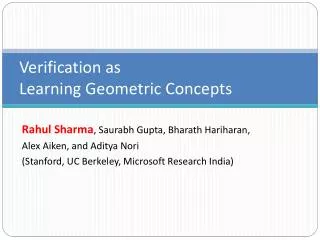 Verification as Learning Geometric Concepts