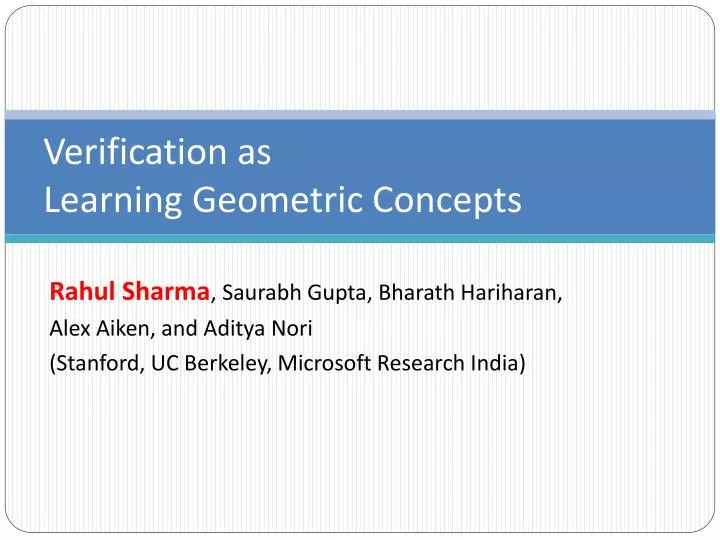 verification as learning geometric concepts