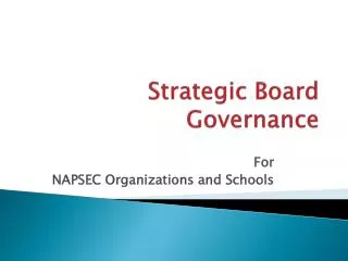 Strategic Board Governance