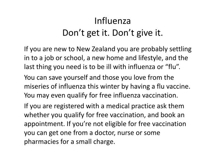 influenza don t get it don t give it