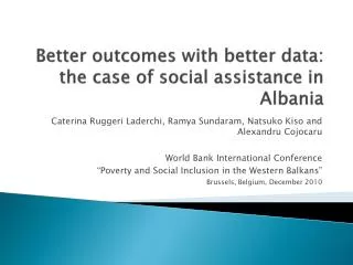 Better outcomes with better data: the case of social assistance in Albania