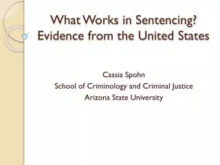 What Works in Sentencing? Evidence from the United States