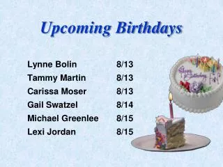 Upcoming Birthdays