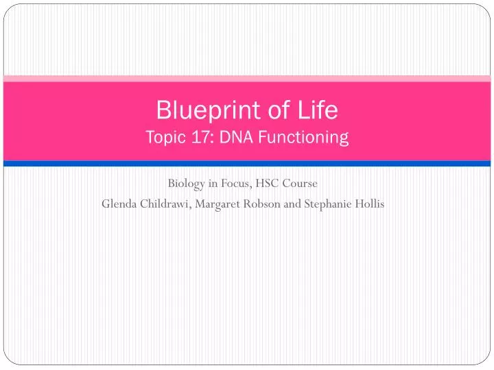 blueprint of life topic 17 dna functioning