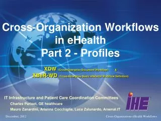 IT Infrastructure and Patient Care Coordination Committees Charles Parisot, GE healthcare