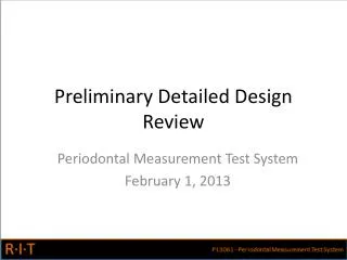 Preliminary Detailed Design Review