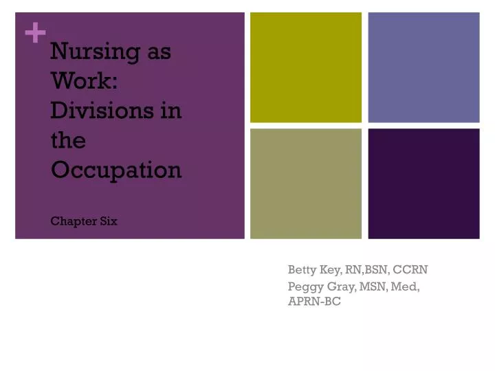 nursing as work divisions in the occupation chapter six
