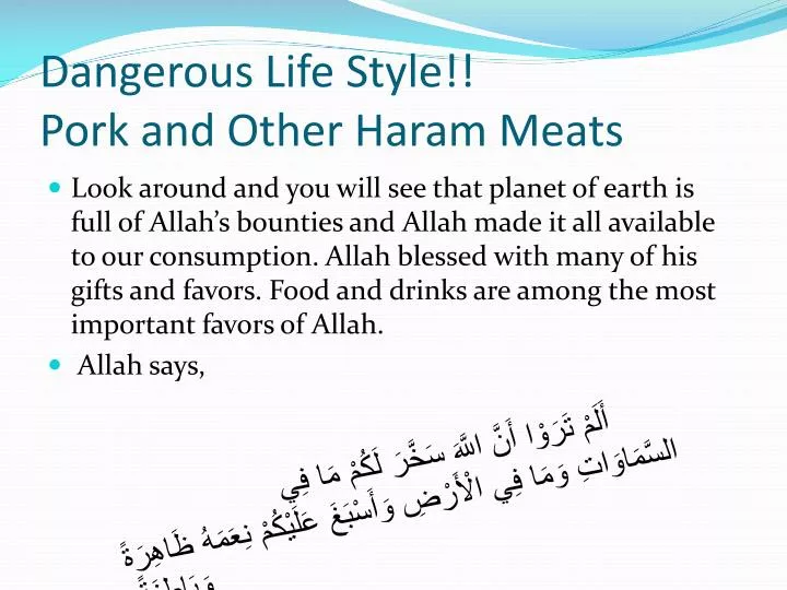 dangerous life style pork and other haram meats