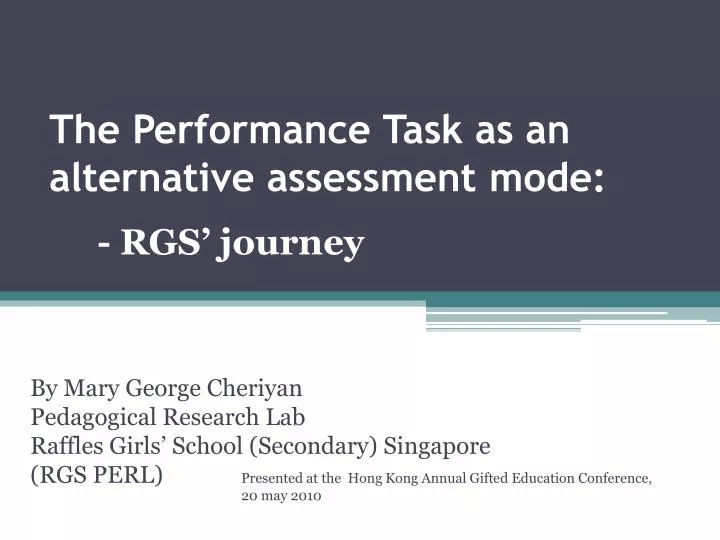 the performance task as an alternative assessment mode