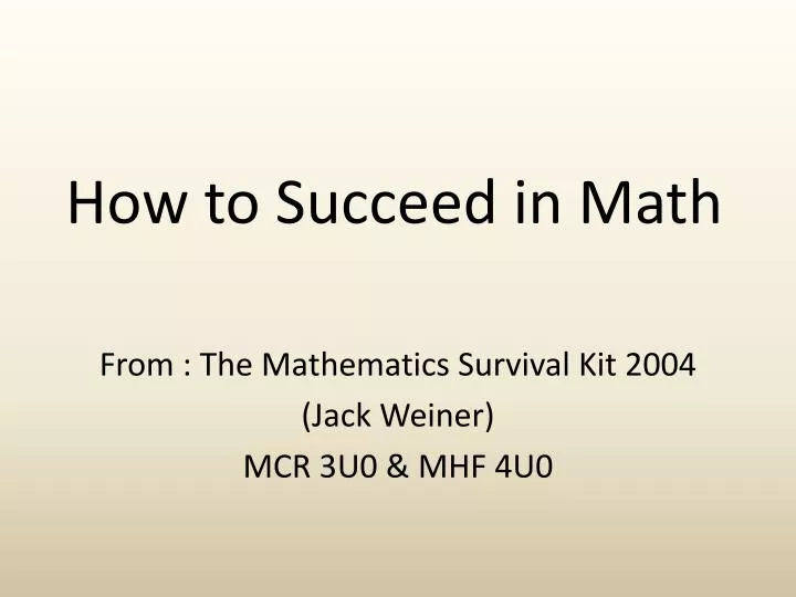 how to succeed in math