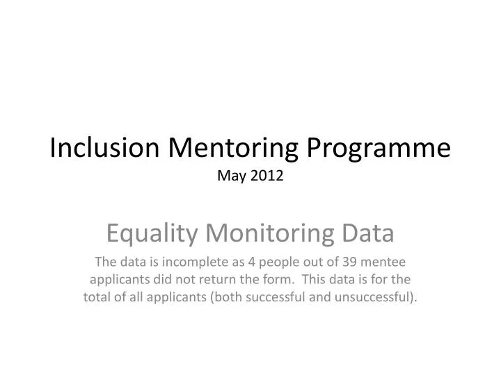 inclusion mentoring programme may 2012