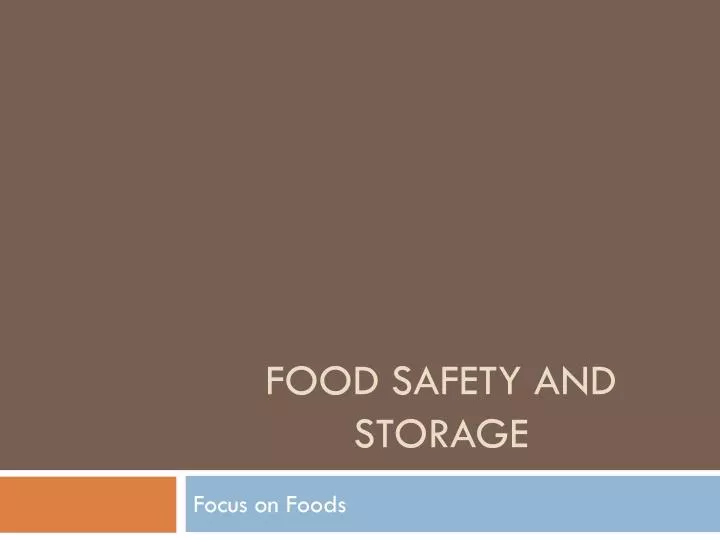 food safety and storage