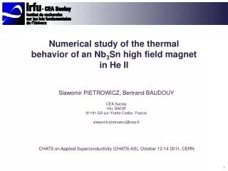 Numerical study of the thermal behavior of an Nb 3 Sn high field magnet in He II