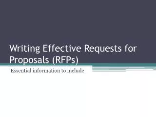 Writing Effective Requests for Proposals (RFPs)