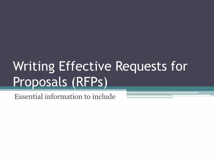 writing effective requests for proposals rfps