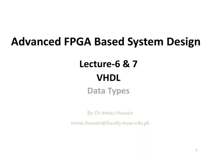 advanced fpga based system design