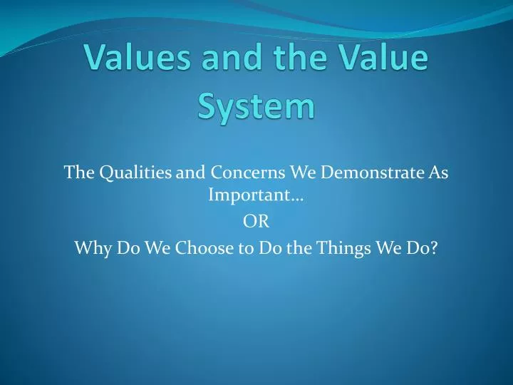 values and the value system
