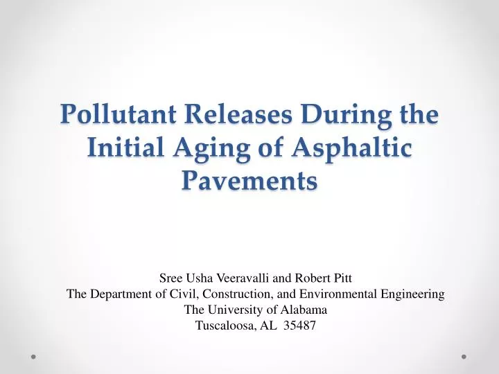 pollutant releases during the initial aging of asphaltic pavements