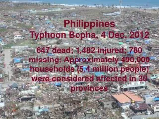 Philippines Typhoon Bopha, 4 Dec. 2012