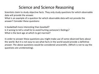 Science and Science Reasoning