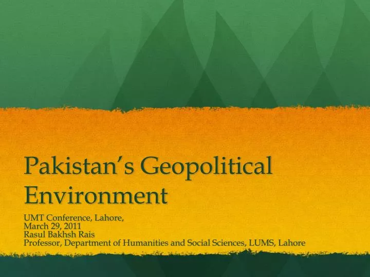 pakistan s geopolitical environment