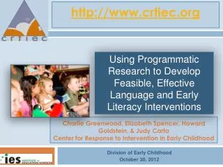 Division of Early Childhood October 30, 2012