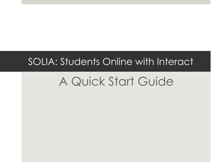 solia students online with interact