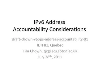 IPv6 Address Accountability Considerations