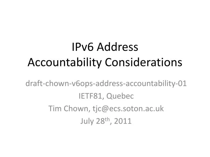ipv6 address accountability considerations