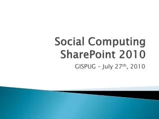 Social Computing SharePoint 2010