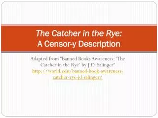 The Catcher in the Rye: A Censor-y Description