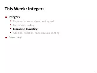 This Week: Integers