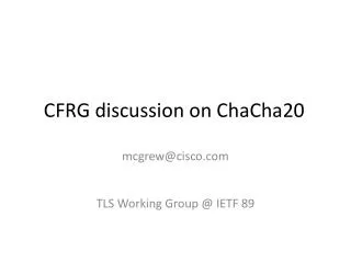 CFRG discussion on ChaCha20