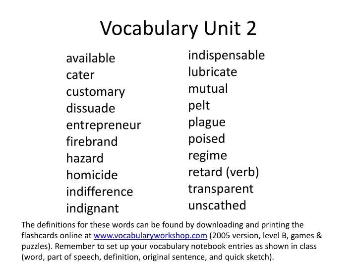 vocabulary unit 2