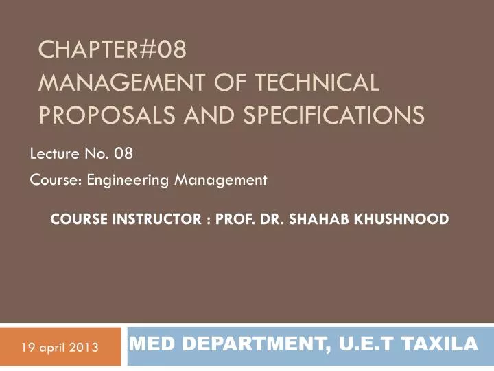 chapter 08 management of technical proposals and specifications