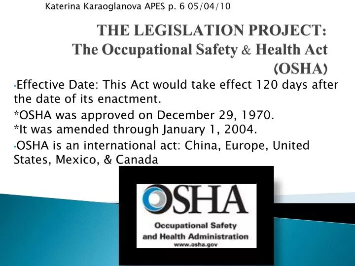 the legislation project the occupational safety health act osha