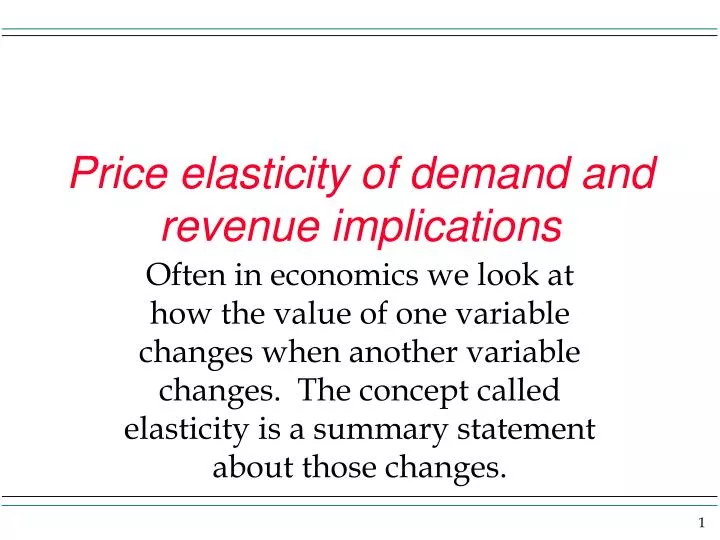 price elasticity of demand and revenue implications