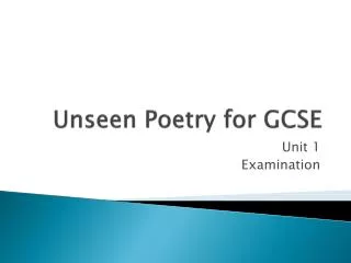 Unseen Poetry for GCSE