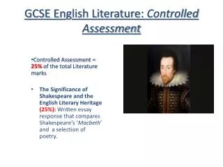 GCSE En g lish Literature: Controlled Assessment