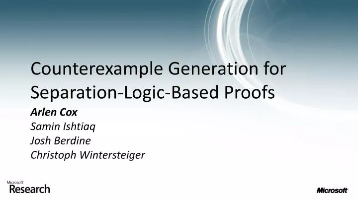 counterexample generation for separation logic based proofs
