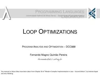 Loop Optimizations
