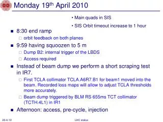 Monday 19 th April 2010